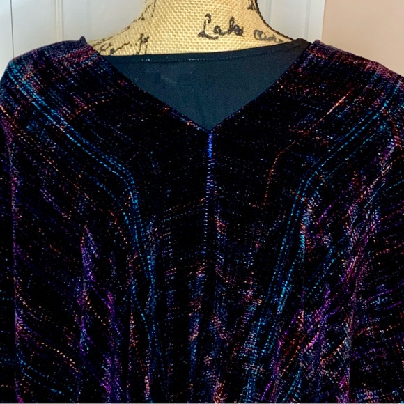 Handmade Multicolor Knit Fringe One Size Poncho - Picture 6 of 12